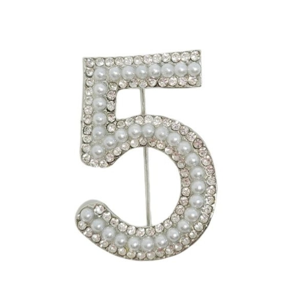 No 5 Coco Chic Blogger Pearl Rhinestone Brooch Pin